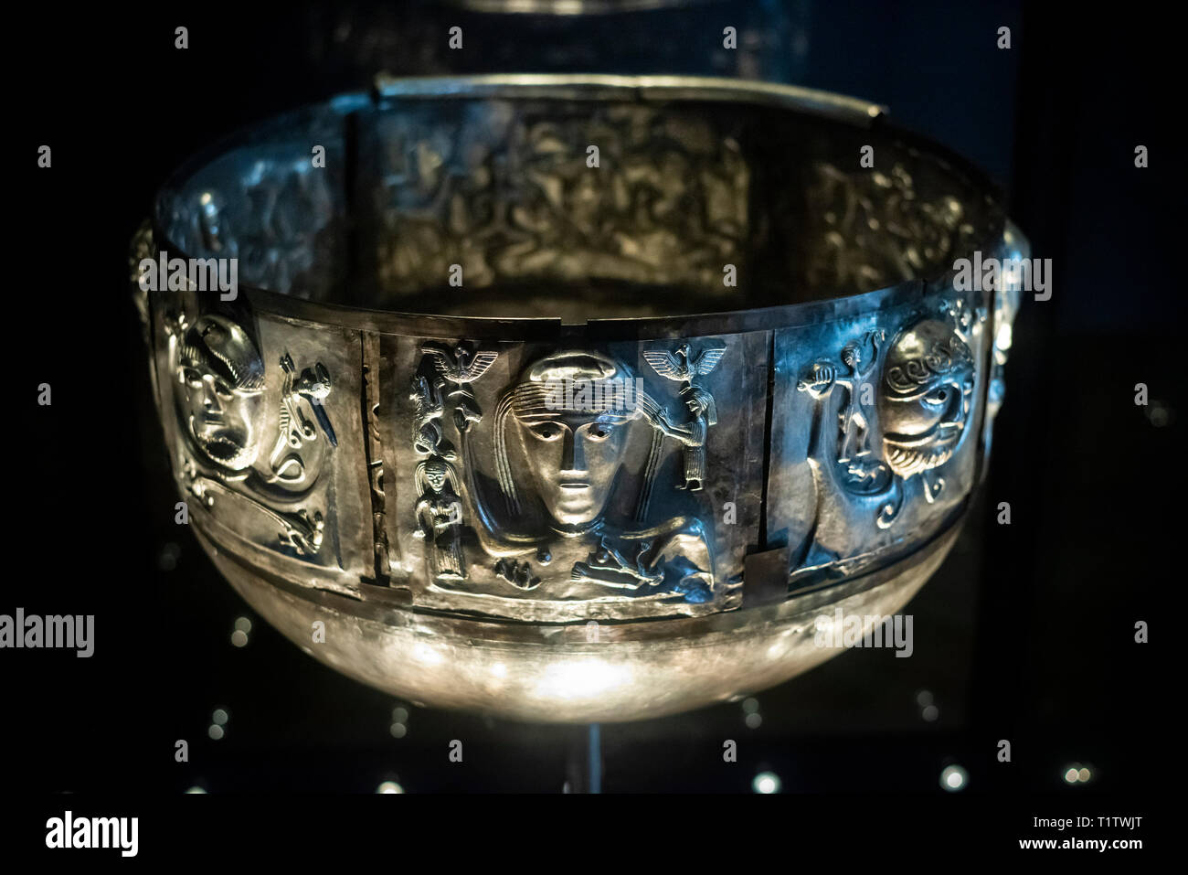 Copenhagen. La Danimarca. Il calderone Gundestrup, riccamente decorate la coppa d'argento, Museo Nazionale della Danimarca. Il calderone Gundestrup, pensa che data da Foto Stock