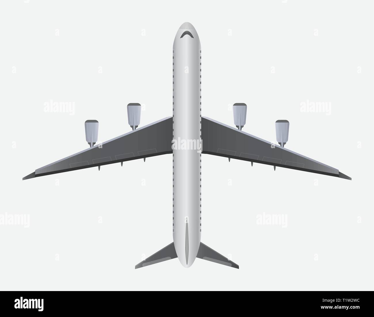 Vista superiore del motore di quattro passeggeri del vettore aereo Illustrazione Vettoriale