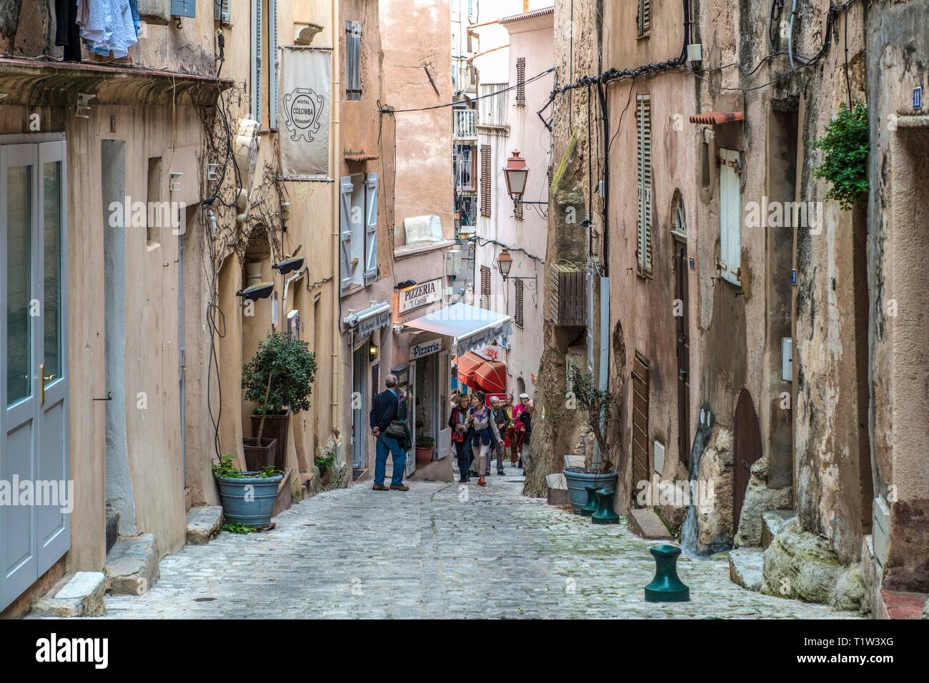 Francia, Corsica, 2014-04-13: Il centro storico di Porto Vecchio appartiene alle attrazioni di l'isola francese Foto Stock