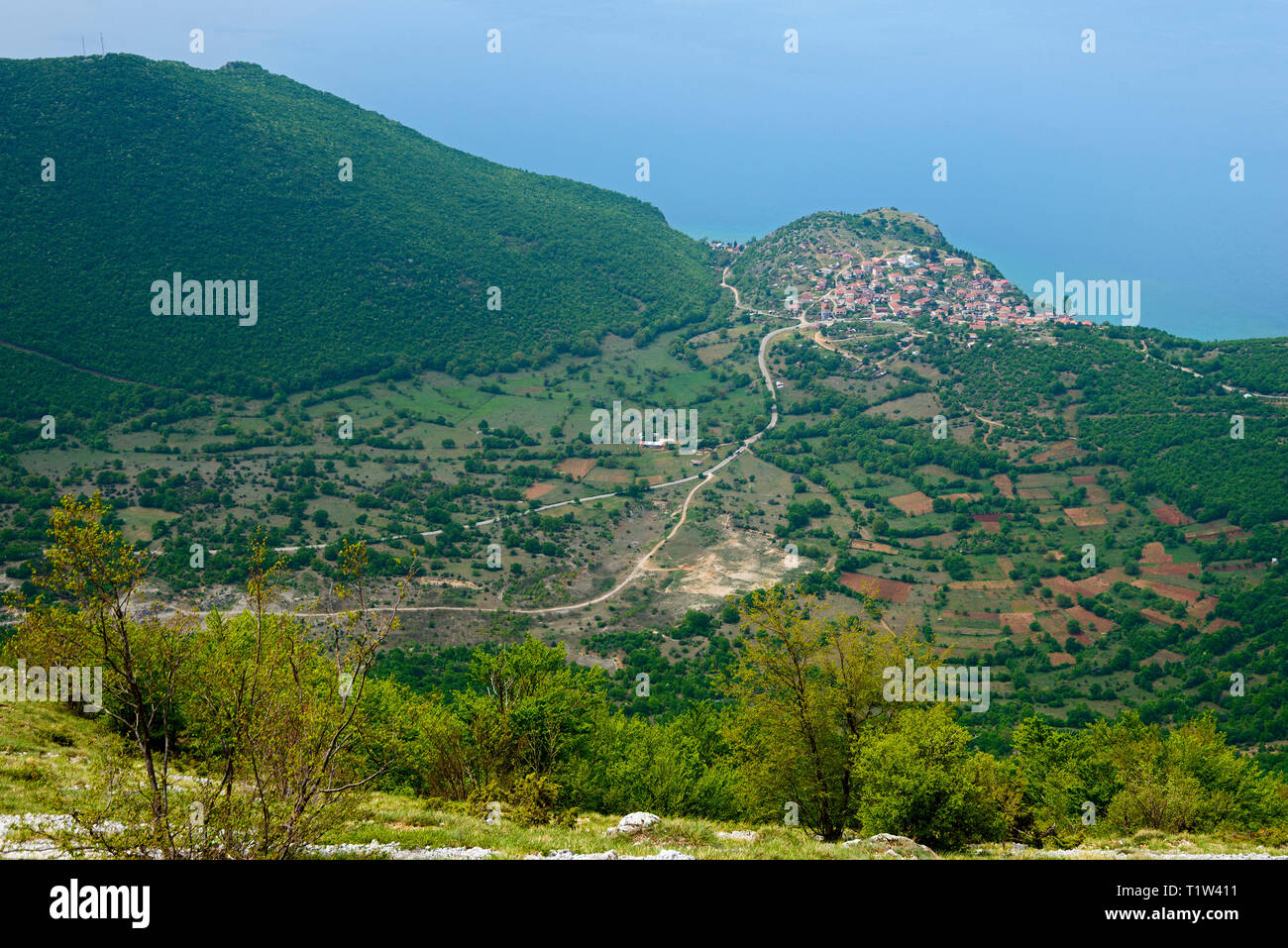 Vista Trpeica, Nationalpark Galicica, il lago di Ohrid Macedonia Foto Stock