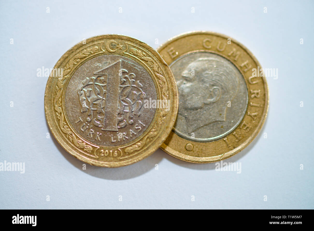La Lira turca monete Foto Stock