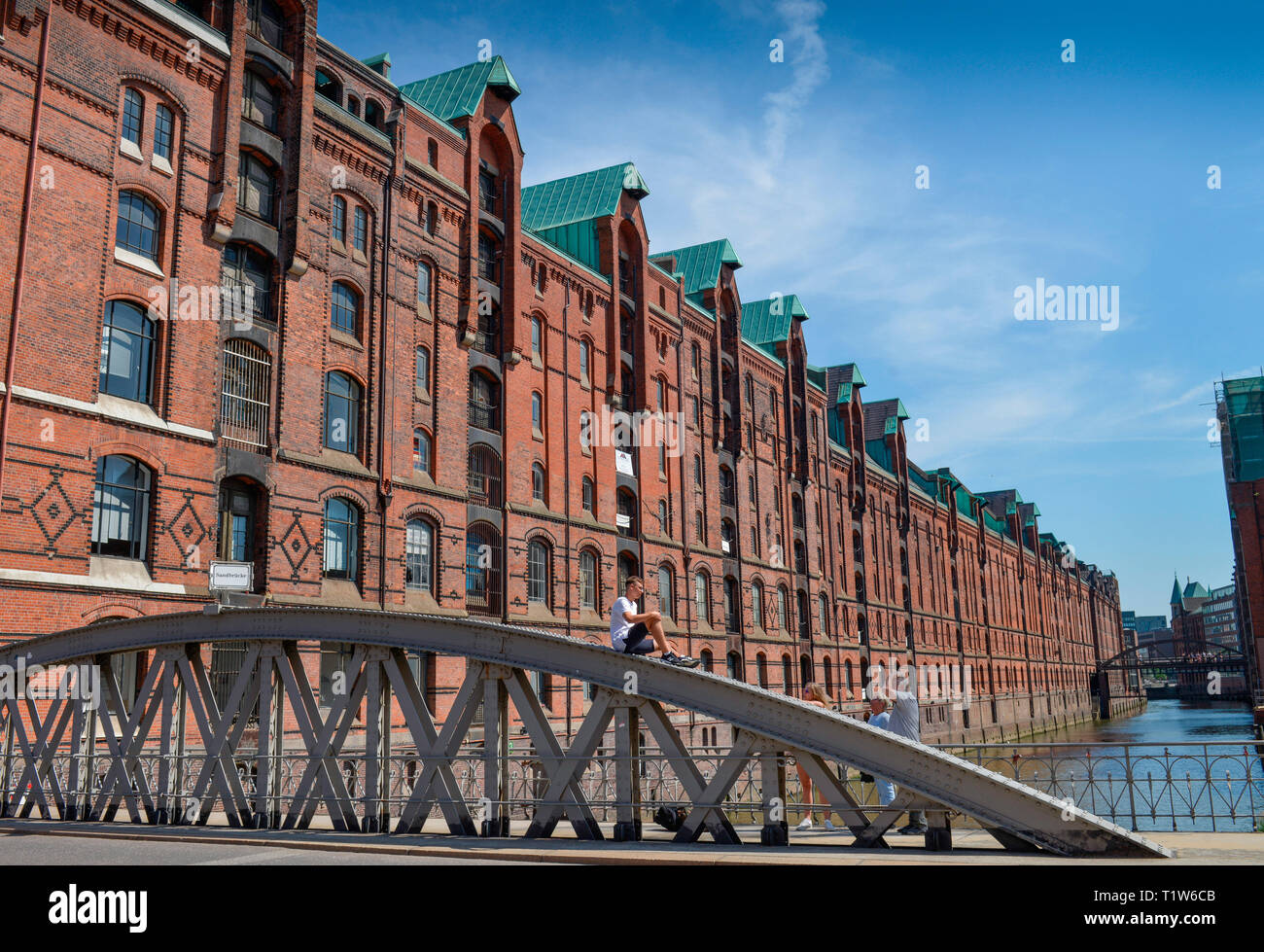 Speicherhaeuser, Sandbruecke, Brooksfleet, Speicherstadt di Amburgo, Deutschland, Sandbrücke Foto Stock