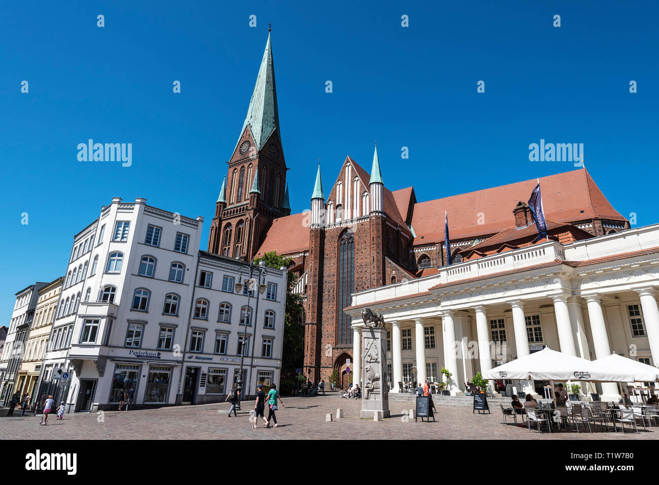 La cattedrale, piazza del mercato, Schwerin, Meclemburgo-Pomerania Occidentale, Germania Foto Stock
