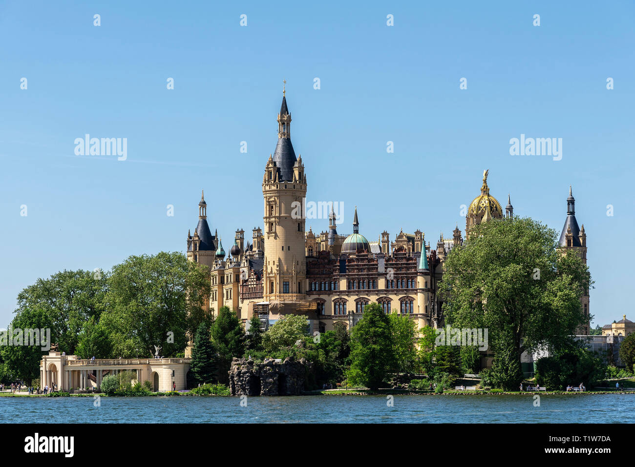 Castello, il lago Schwerin, Schwerin, Meclemburgo-Pomerania Occidentale, Germania Foto Stock