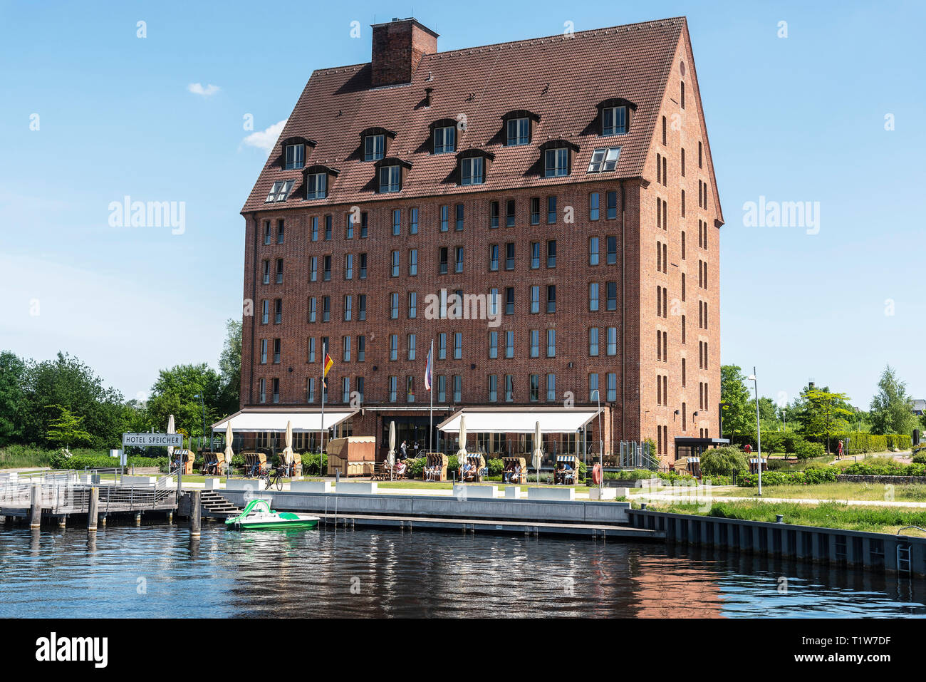 Hotel Speicher, edificio storico, Ziegelsee, Schwerin, Meclemburgo-Pomerania Occidentale, Germania Foto Stock