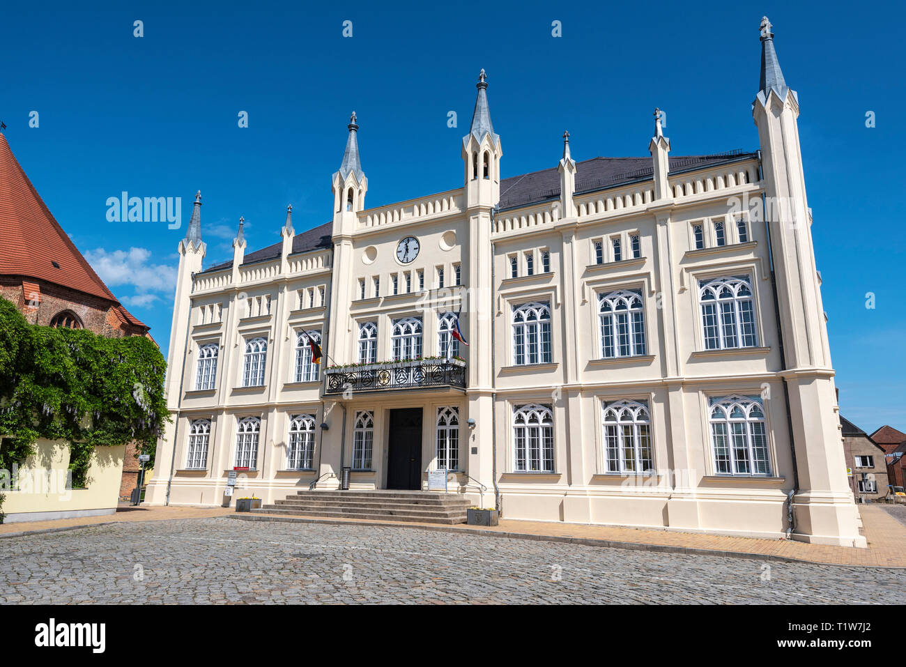 Town Hall, Butzow, Meclemburgo-Pomerania, Germania Foto Stock
