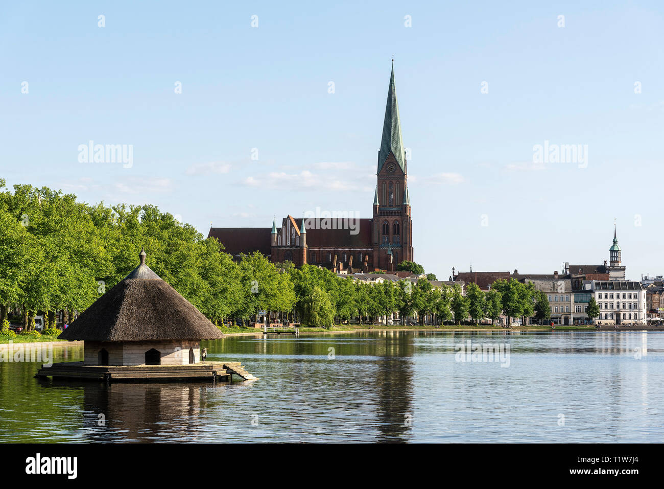 Cattedrale, Pfaffenteich, Schwerin, Meclemburgo-Pomerania Occidentale, Germania Foto Stock