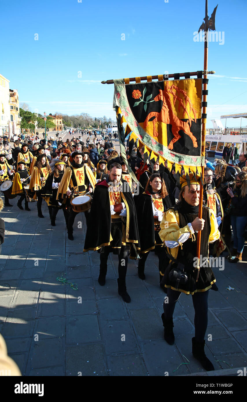 I partecipanti durante il Carnevale di Venezia - Festa delle Marie a Venezia dove: Venezia, Italia Quando: 23 Feb 2019 Credit: IPA/WENN.com * * disponibile solo per la pubblicazione in UK, USA, Germania, Austria, Svizzera** Foto Stock