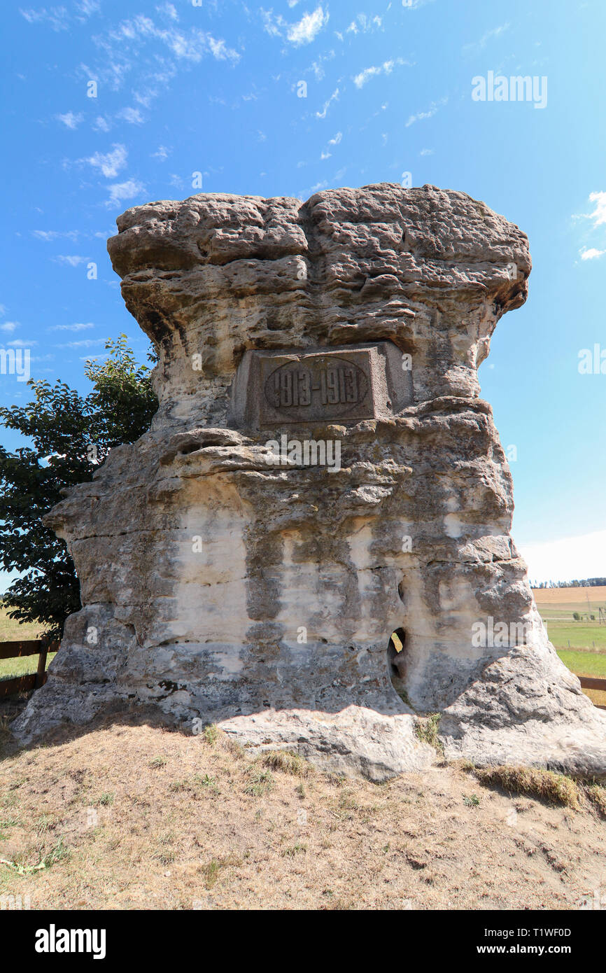 Devil's Rock, Gorzeszow, distretto di Kamienna Gora, Bassa Slesia voivodato, Polonia Foto Stock