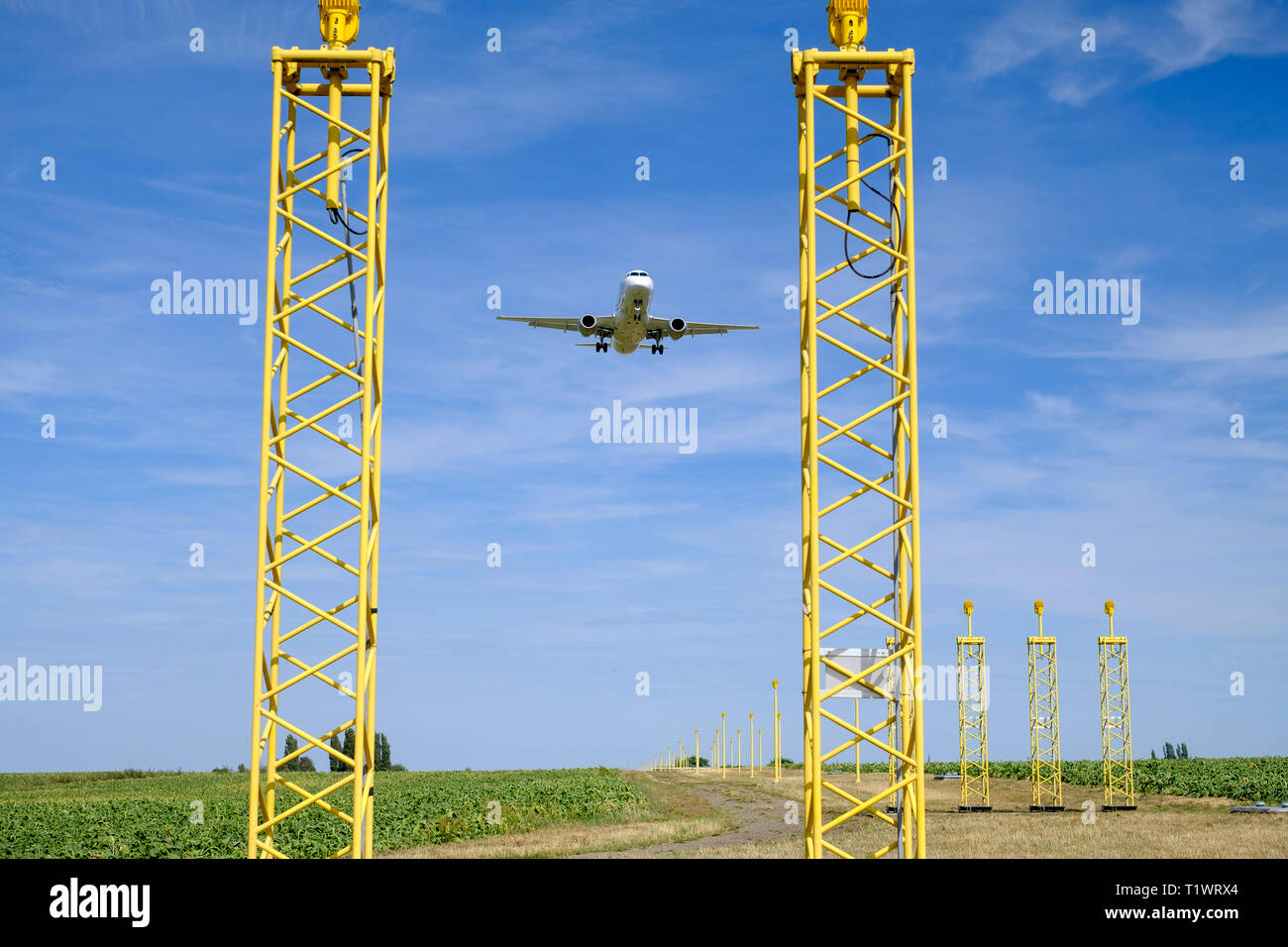 Il Belgio, Bruxelles: piano l'atterraggio all'aeroporto di Bruxelles (Zaventem) *** Caption locale *** Foto Stock
