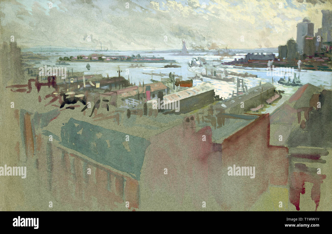 New York Bay da Joseph Pennell Foto Stock