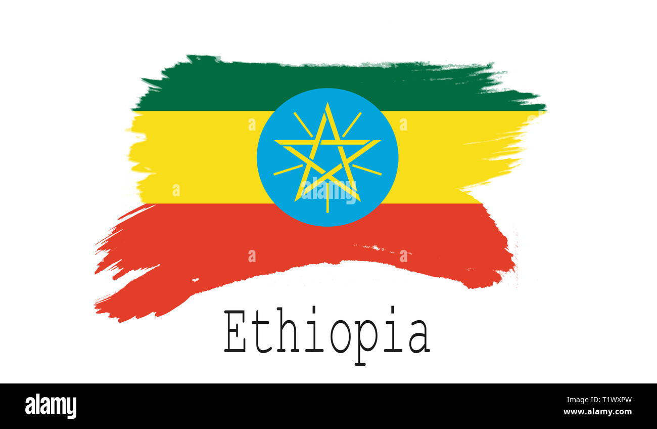 Etiopia bandiera su sfondo bianco, rendering 3D Foto Stock