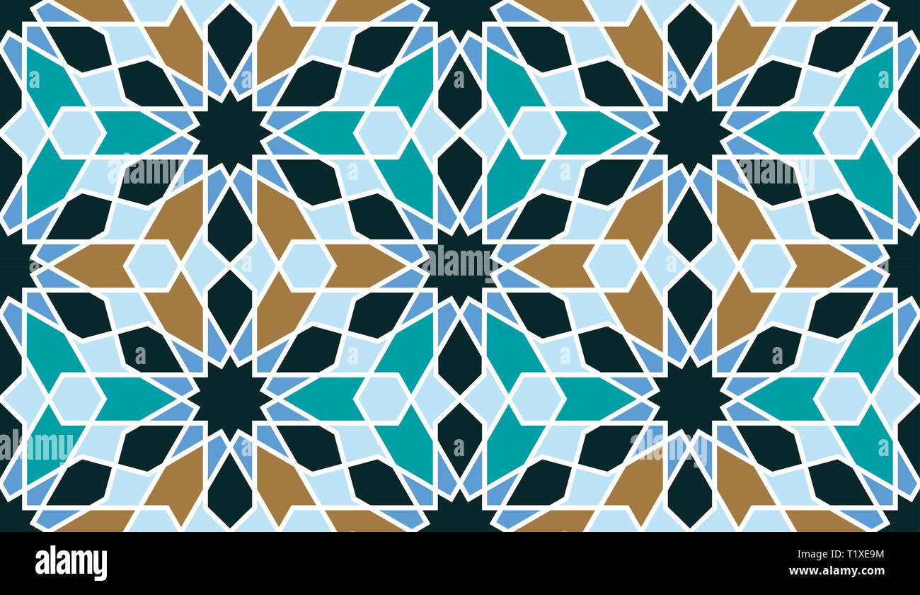 Seamless pattern in stile marocchino. Per mosaico. Islamico ornamento tradizionale. Sfondo geometrica Illustrazione Vettoriale
