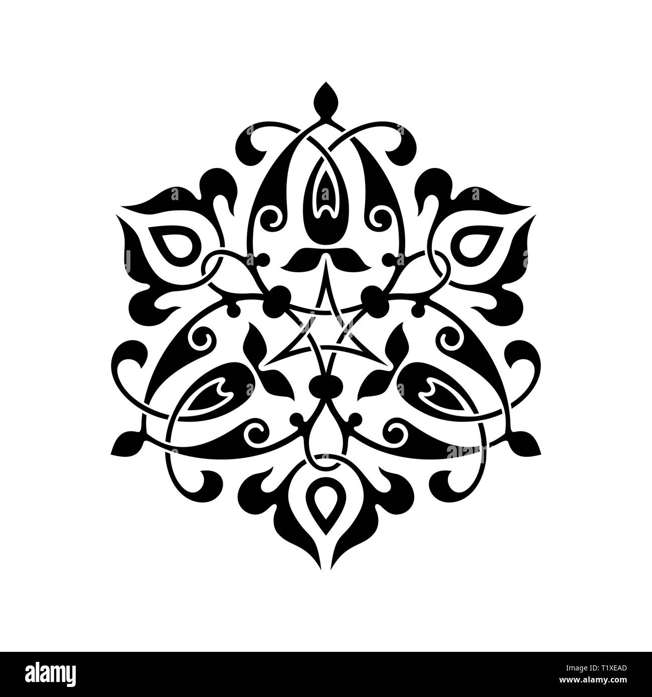 Cerchio astratto floreale decorazioni ornamentali. Mandala. Illustrazione Vettoriale. Illustrazione Vettoriale