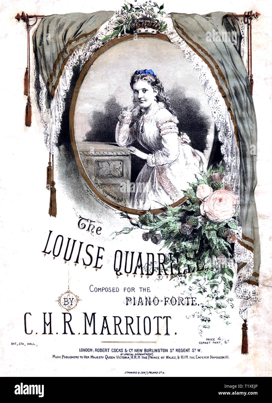 La principessa LOUISE, duchessa di Argyll (1848-1939) sesto figlio della Regina Vittoria e il Principe Alberto su un foglio di musica circa 1880 Foto Stock