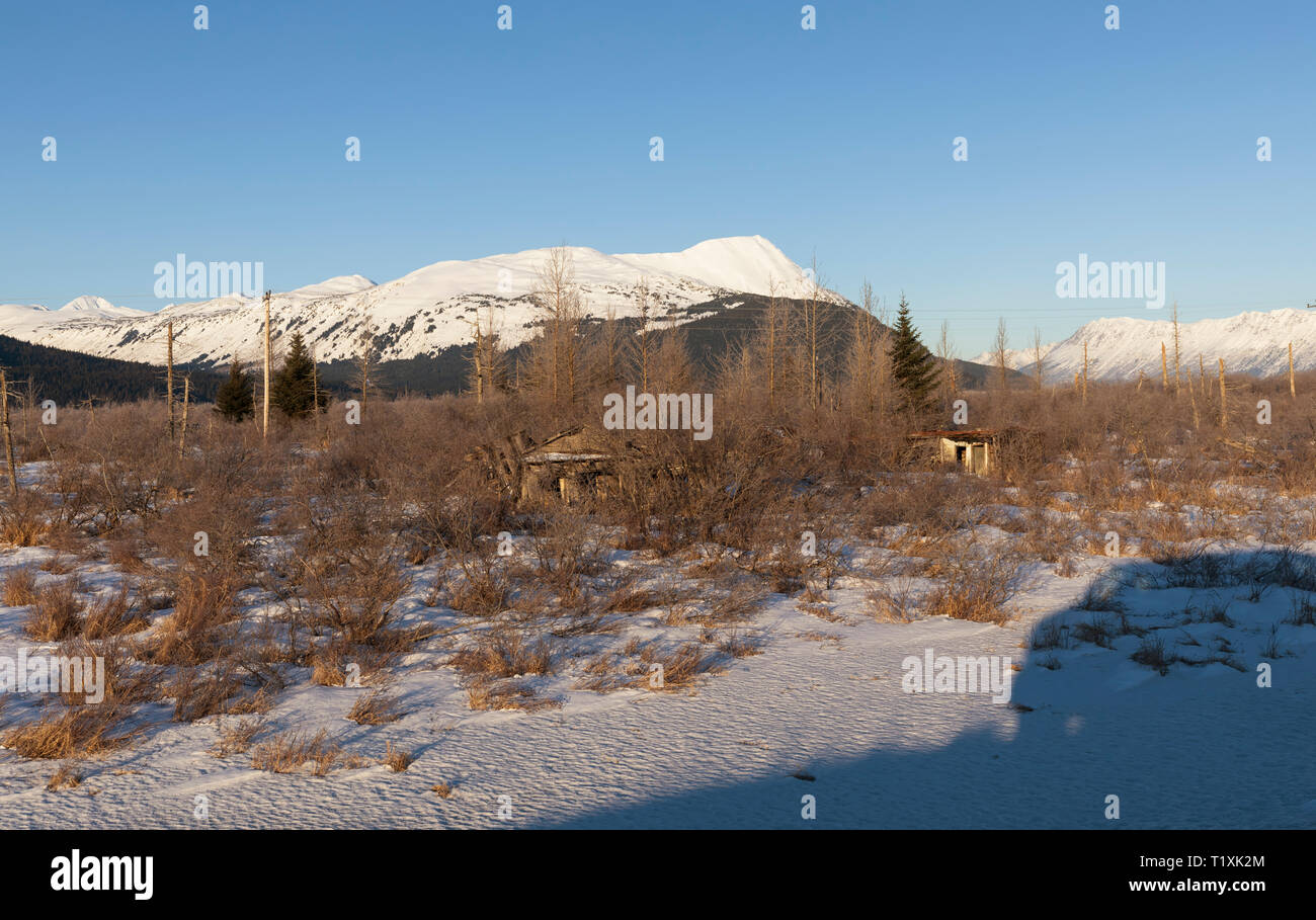 Rovine di Girdwood, Seward Highway, Alaska Foto Stock