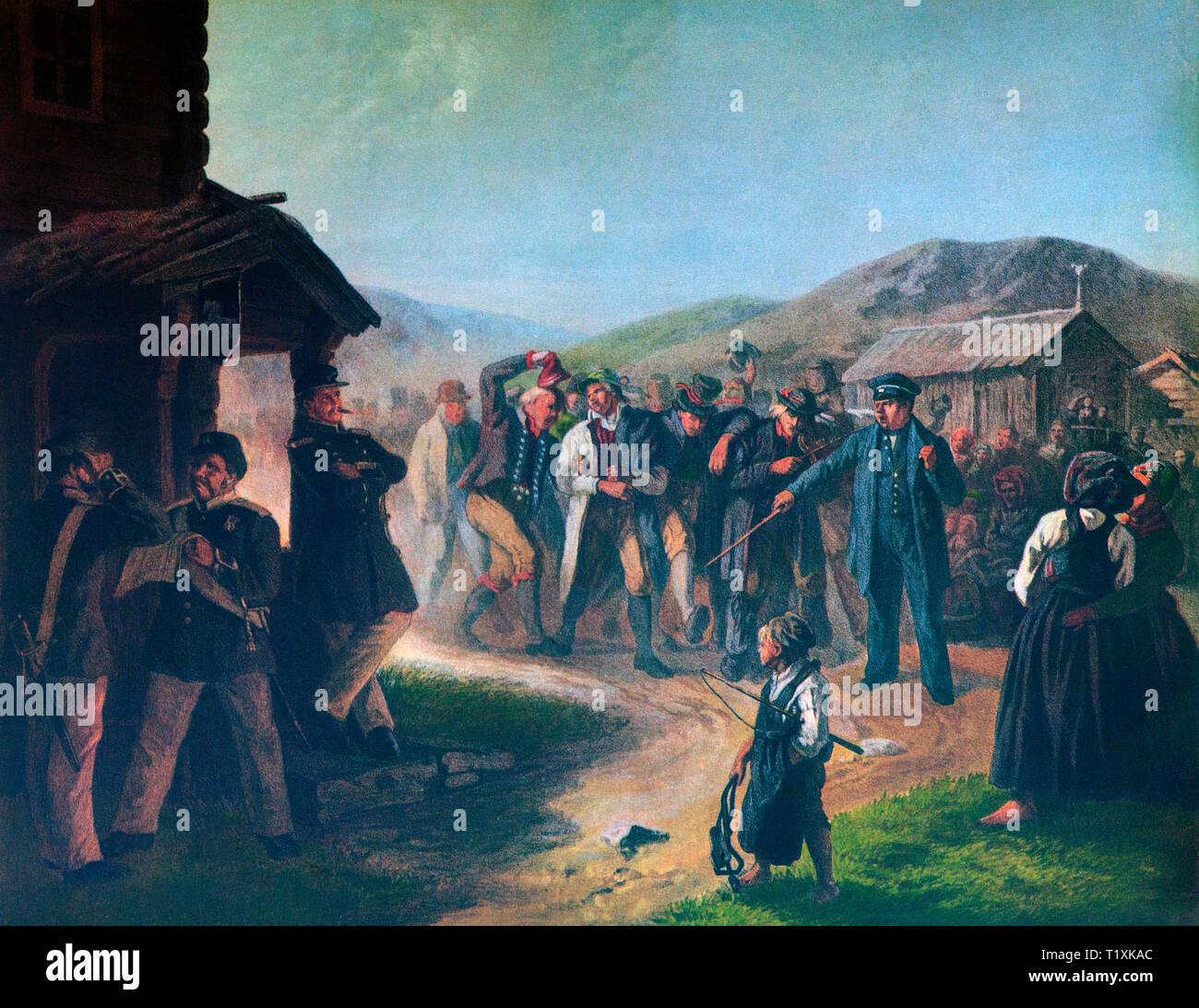 Chiamato fino al XIX secolo la coscrizione militare in un piccolo villaggio nella contea di Dalarna nel centro della Svezia. Foto Stock