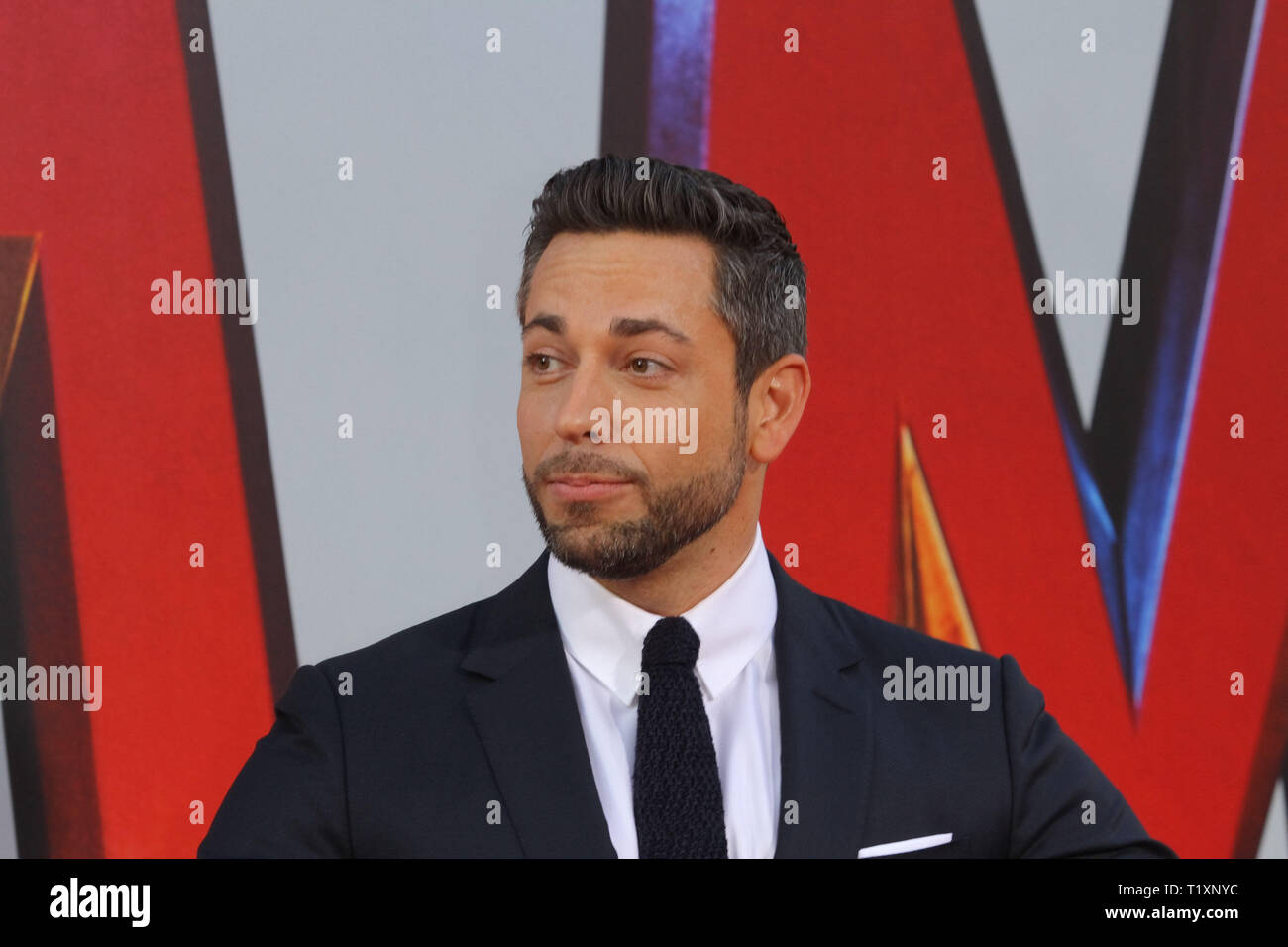 Zachary Levi alla prima Mondiale di "hazam" tenutasi presso la leva TCL Chinese Theatre, Hollywood, CA, 28 marzo 2019. Photo credit: Giuseppe Martinez / PictureLux Foto Stock