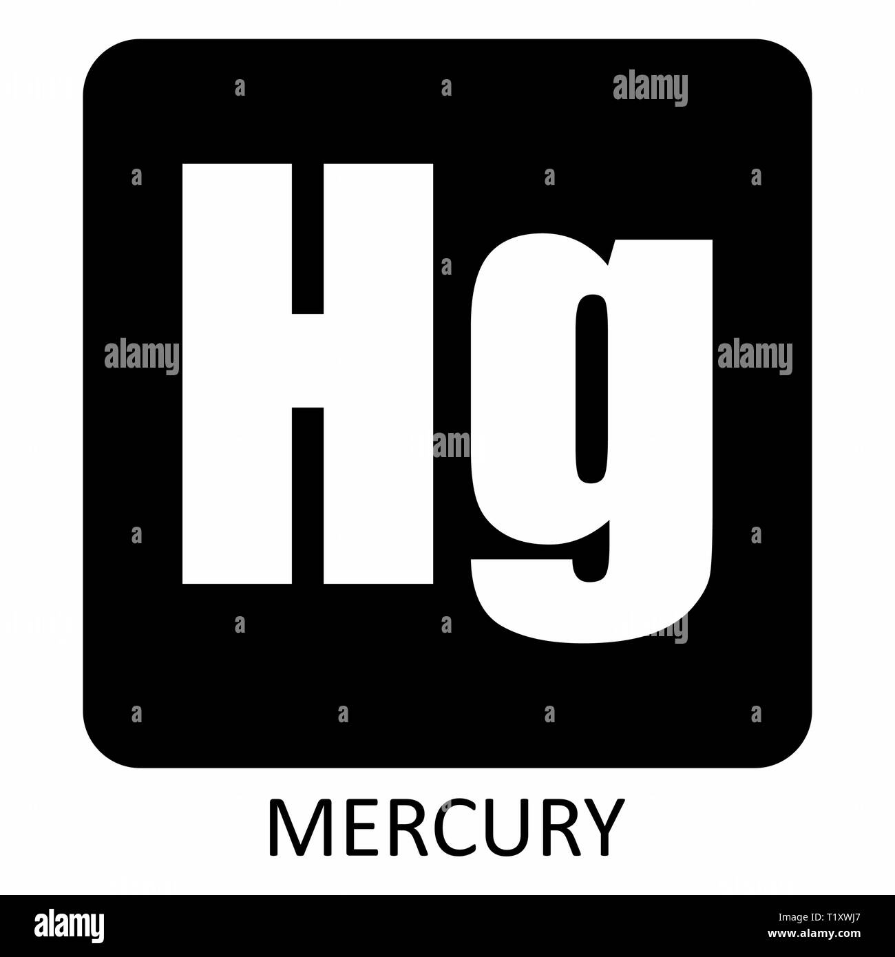 Mercurio Hg elemento chimico icona Illustrazione Vettoriale