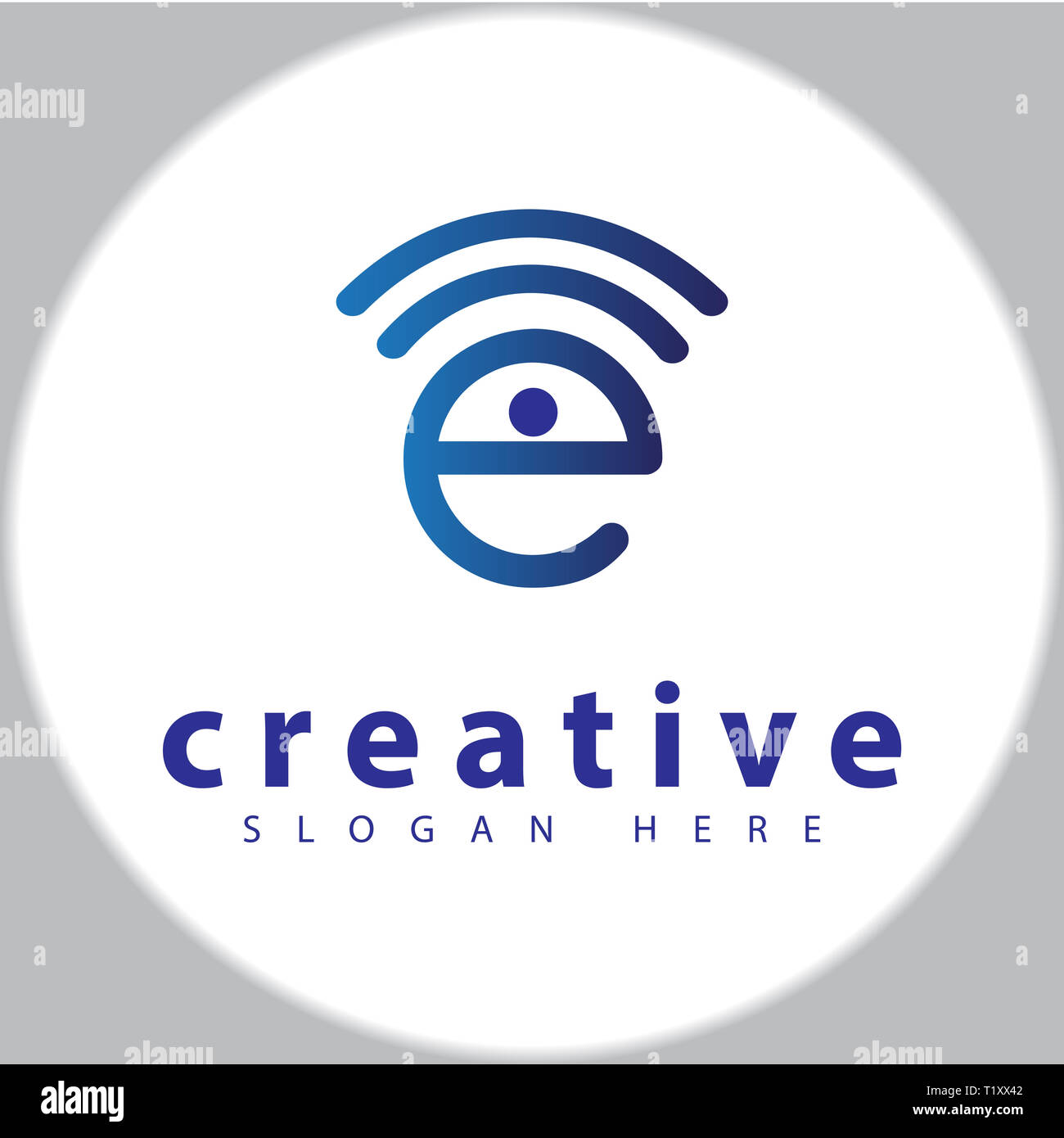 Lettera e con segnale icona logo template vettoriale Foto Stock