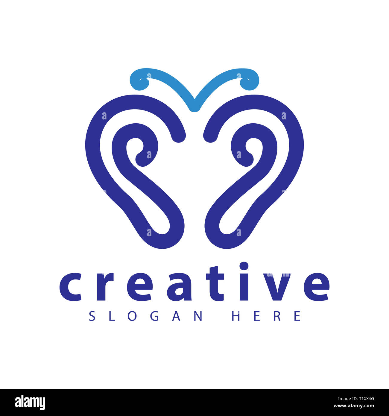 Butterfly ascolta icona logo template vettoriale Foto Stock