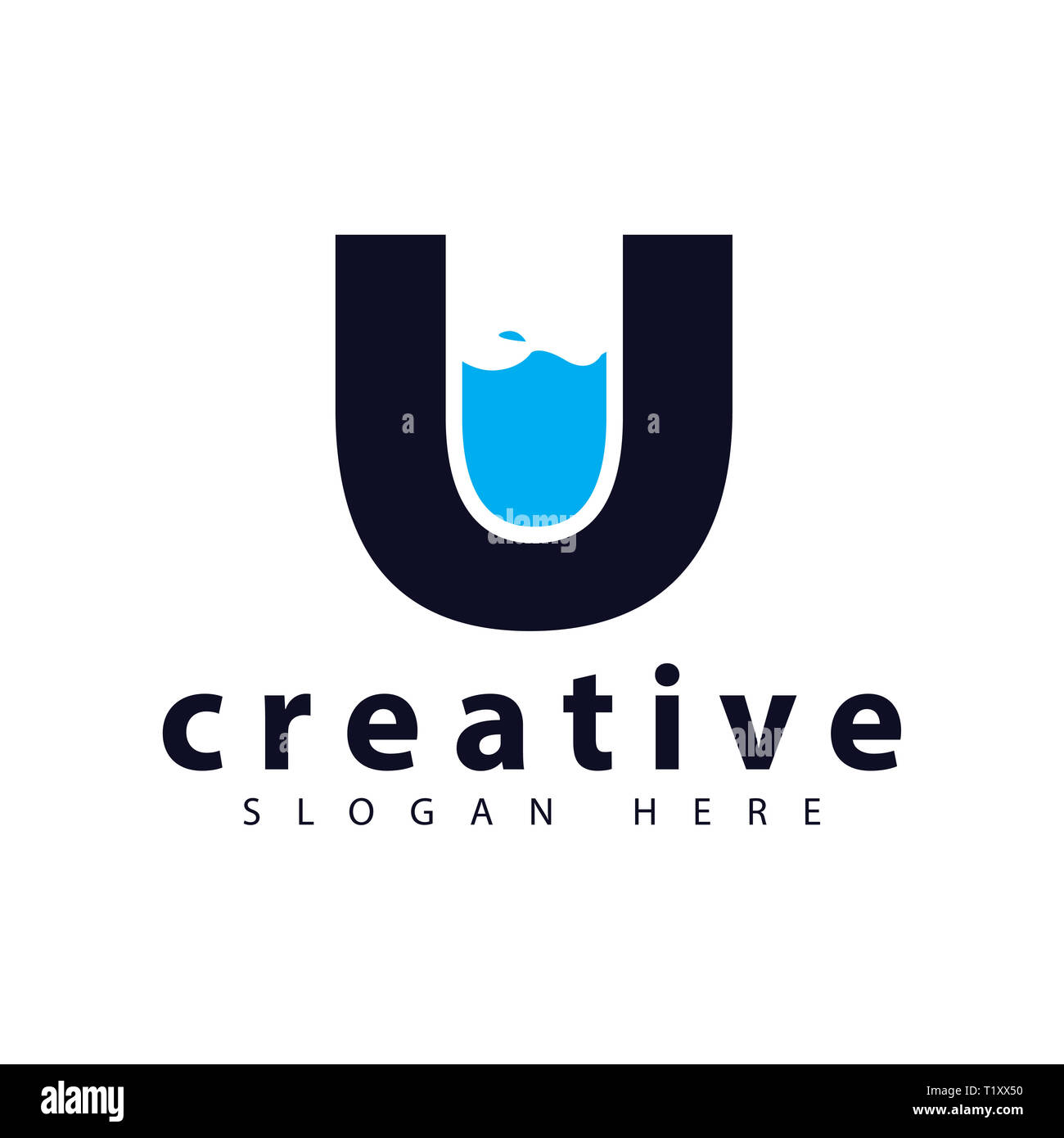 Lettera U con acqua icona logo template vettoriale Foto Stock
