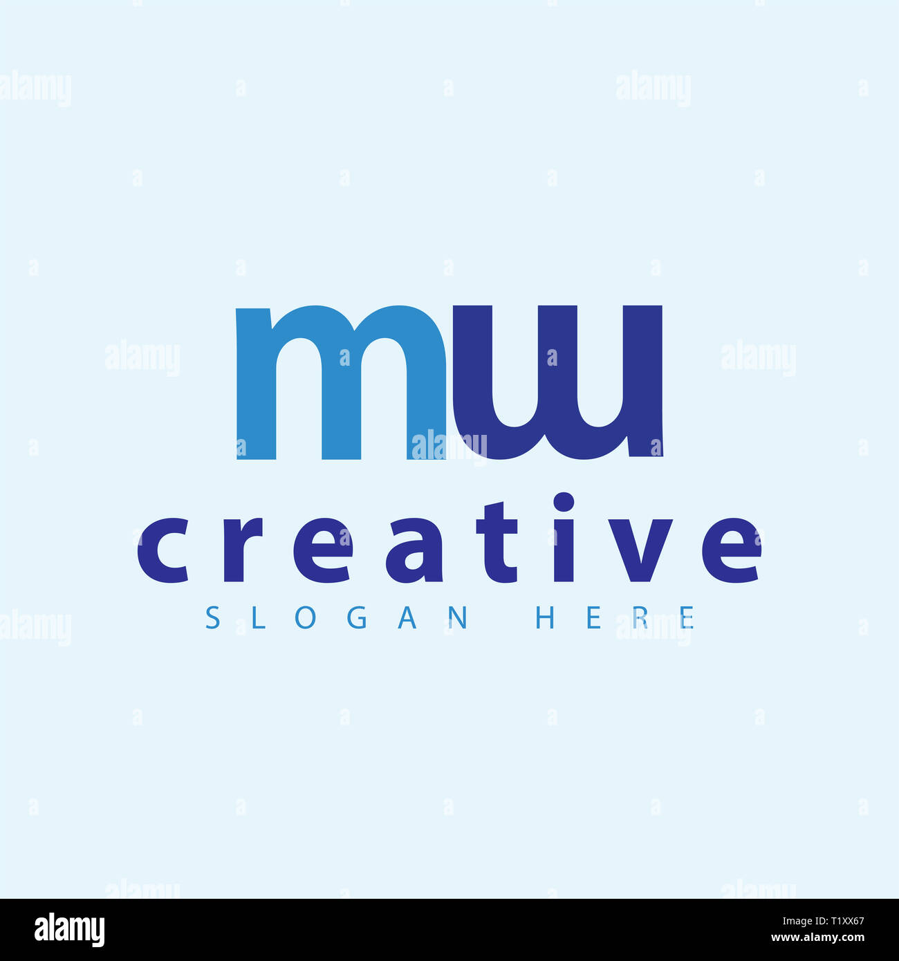 M w lettera iniziale logo template vettoriale Foto Stock