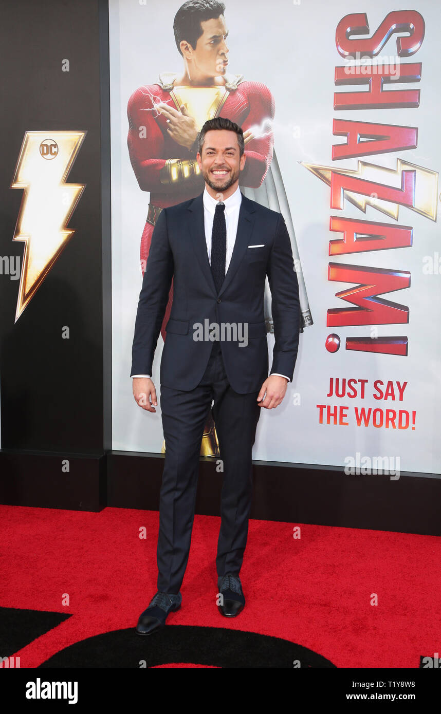 Hollywood CA 28 Marzo: Zachary Levi, arriva per Warner Bros Foto e New Line Cinema Premiere mondiale di 'SHAZAM!' a TCL teatro cinese il 28 marzo 2019 a Hollywood. Credito: Faye Sadou/MediaPunch Foto Stock