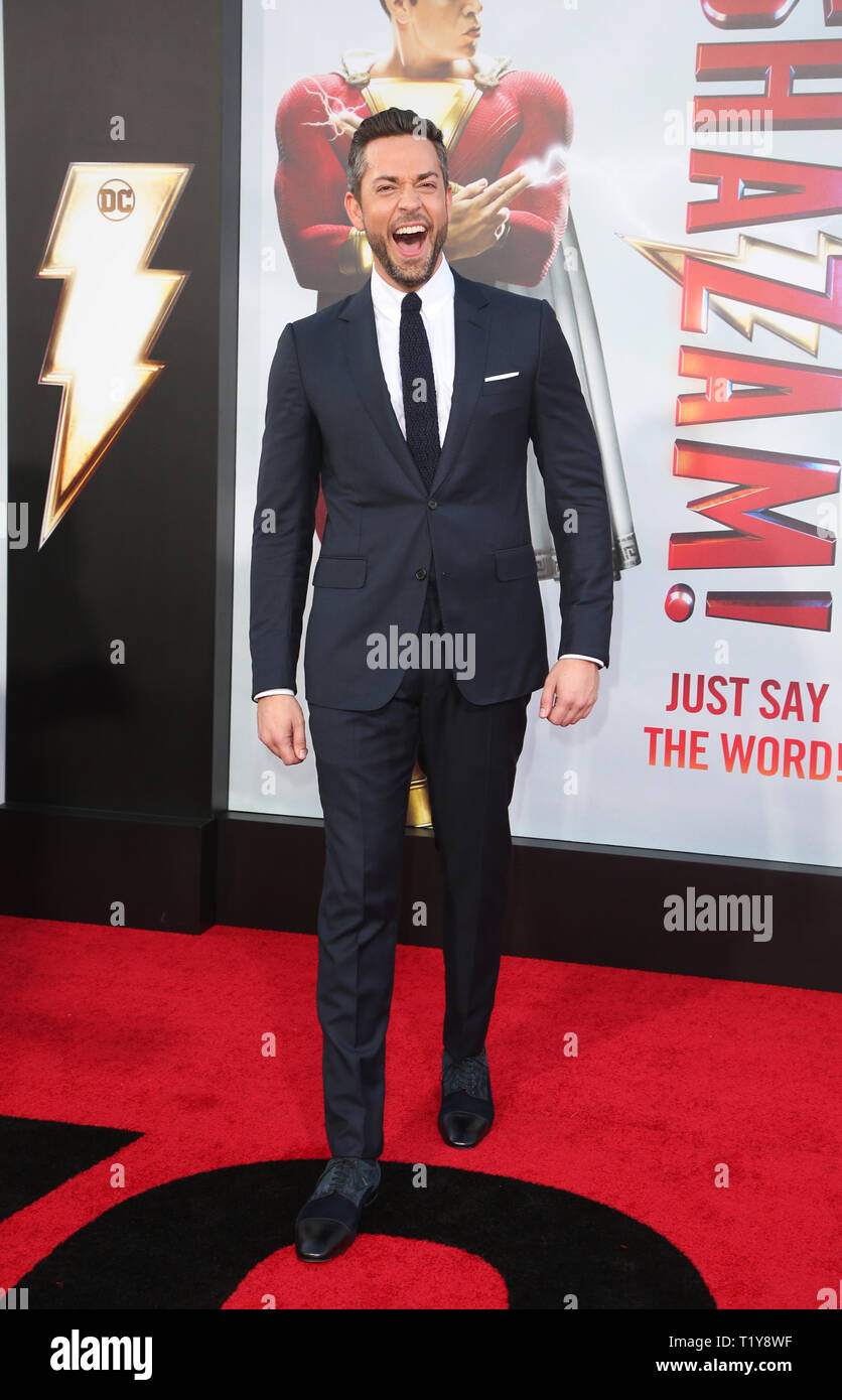 Hollywood CA 28 Marzo: Zachary Levi, arriva per Warner Bros Foto e New Line Cinema Premiere mondiale di 'SHAZAM!' a TCL teatro cinese il 28 marzo 2019 a Hollywood. Credito: Faye Sadou/MediaPunch Foto Stock