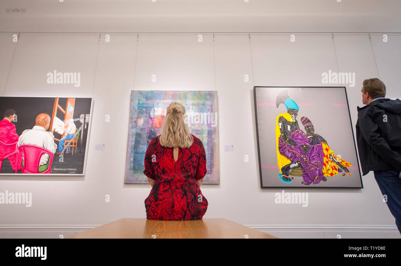 Sotheby's London, Regno Unito. 29 marzo, 2019. Pre-vendita esposizione di arte moderna e contemporanea arte africana, che mostra il lavoro di artisti da tutta la diaspora africana. Credito: Malcolm Park/Alamy Live News. Foto Stock