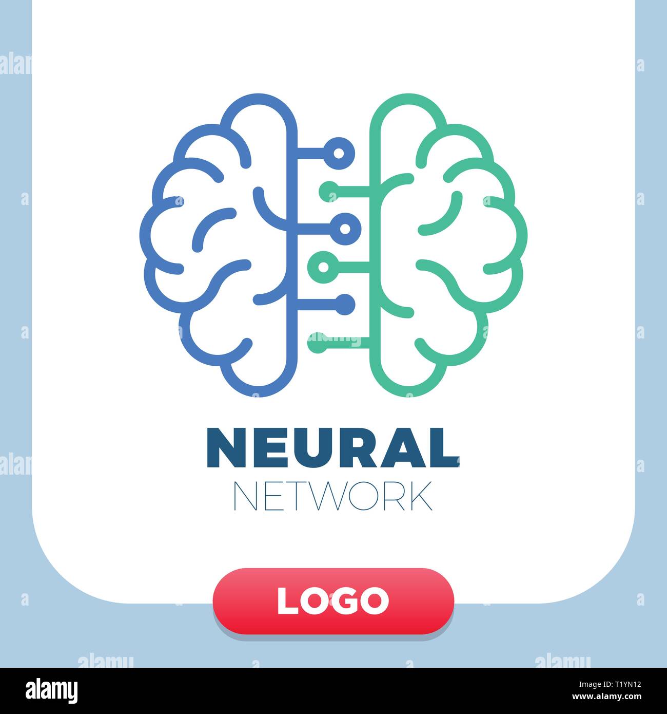 Le reti neurali del cervello umano icona logo. Chip o tech simbolo creativo Illustrazione Vettoriale