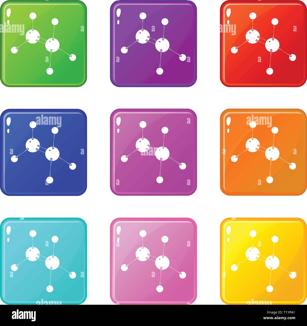 Glicina set di icone 9 Raccolta di colore Illustrazione Vettoriale