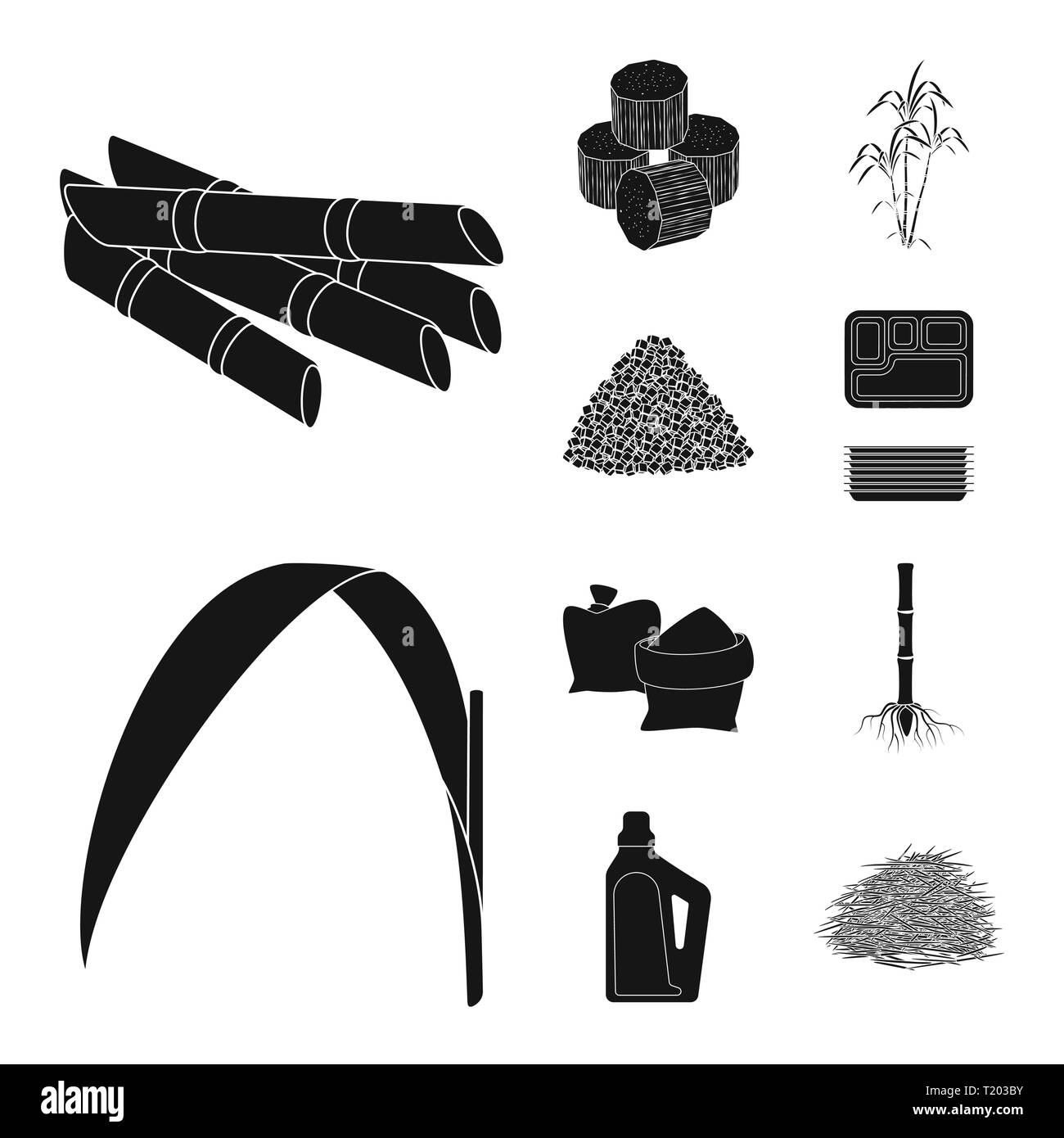 Illustrazione Vettoriale di saccarosio e icona di tecnologia. Raccolta di saccarosio e di canna da zucchero simbolo azionario per il web. Illustrazione Vettoriale