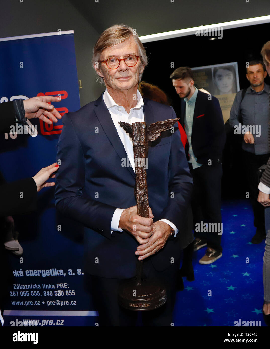 Danish Academy pluripremiato regista Bille August ha ricevuto il Kristian Award per il suo contributo al mondo del cinema al Prague International Film Foto Stock