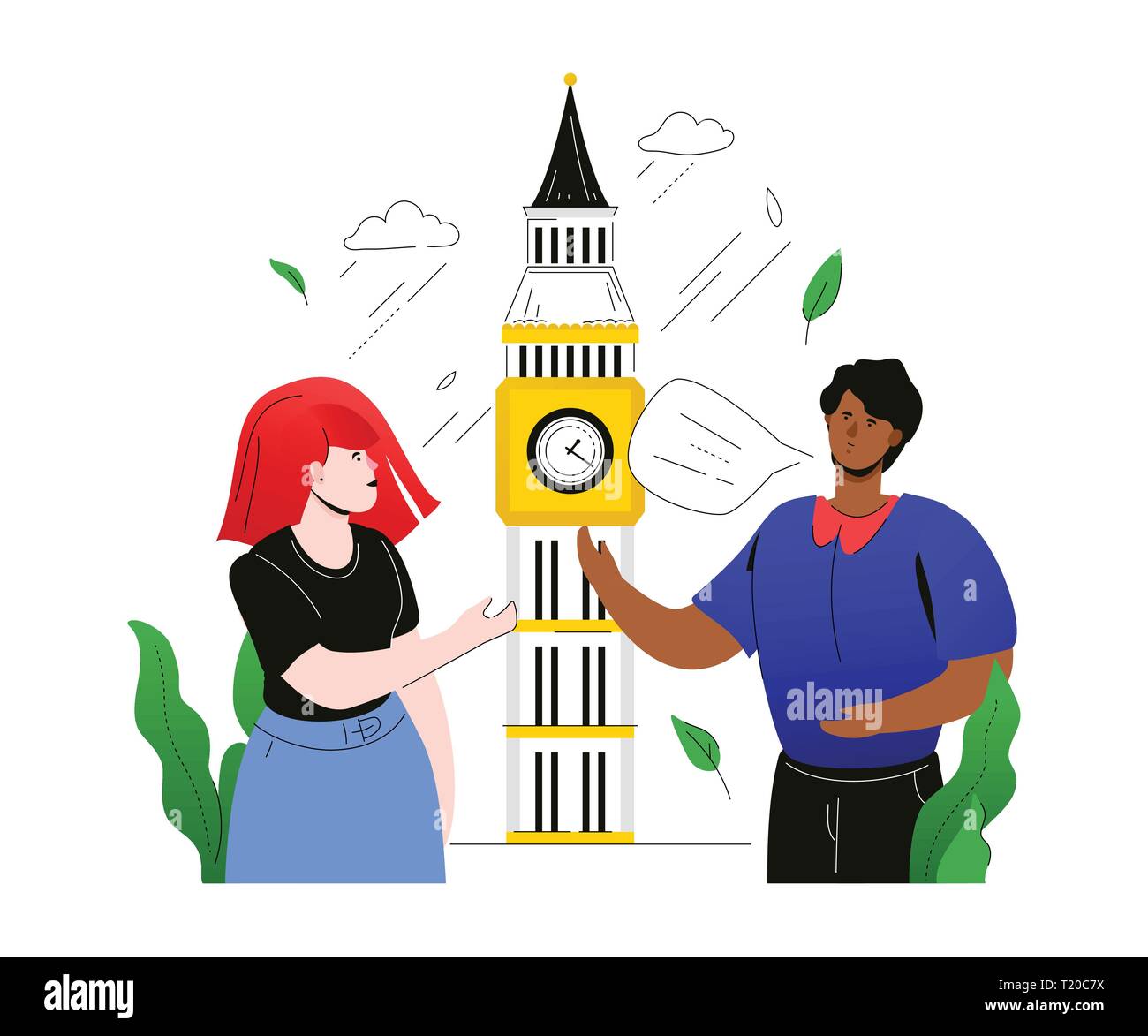 Visitare il Regno Unito - piatto colorato stile design illustrazione Illustrazione Vettoriale