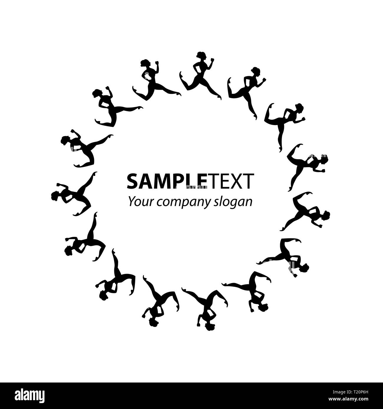 Cerchio della Grecia antica ragazze sagome in esecuzione. Il concetto di sport. Illustrazione Vettoriale