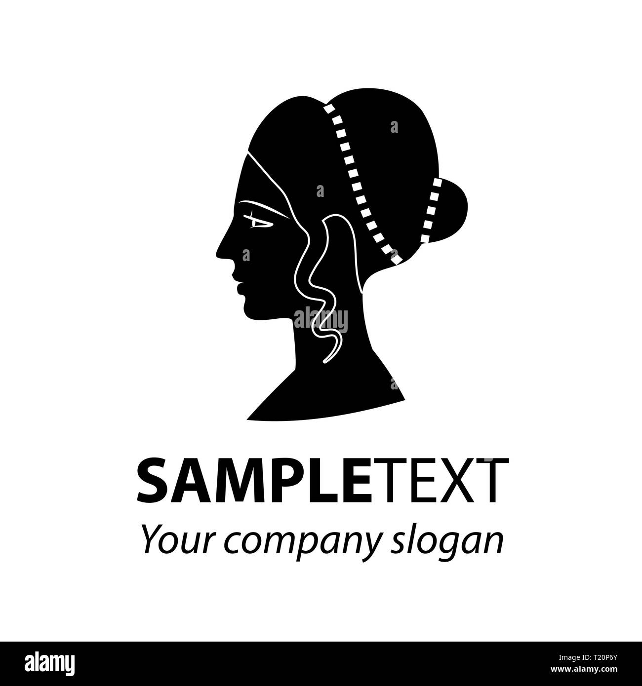 Testa di Roma antica Grecia o ragazza. Icona. Concetto di bellezza classica Illustrazione Vettoriale