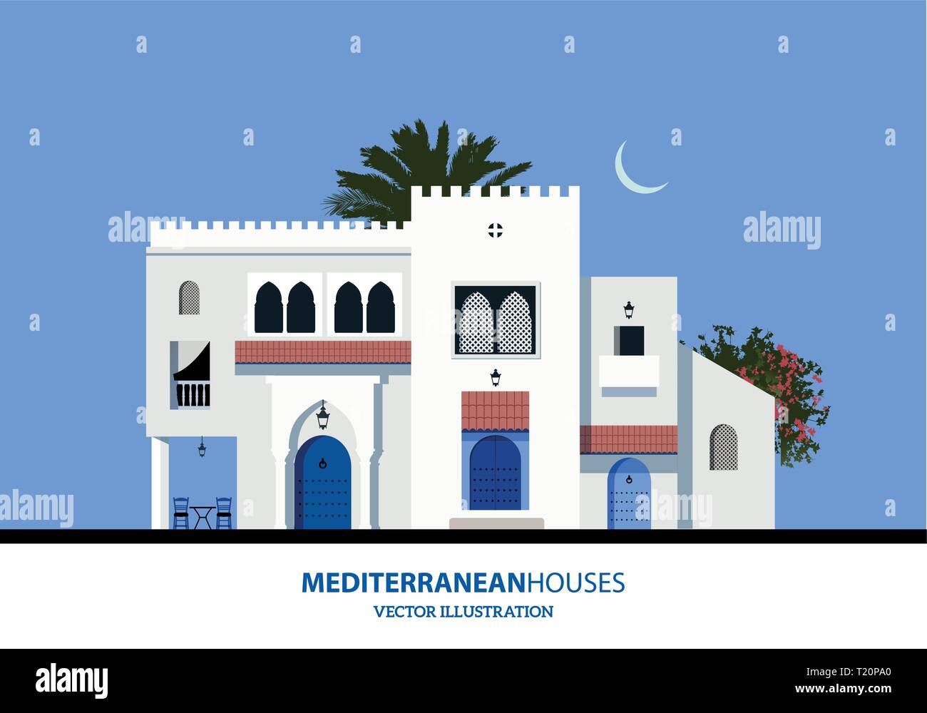 Marocchina mediterranea o stile Arabo case set. Illustrazione Vettoriale Illustrazione Vettoriale