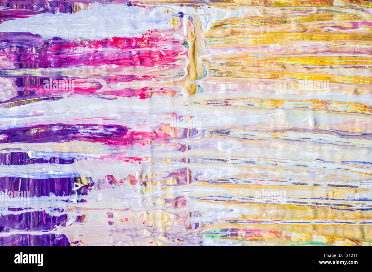 Disegnata a mano di pittura acrilica. L'arte astratta sfondo. Pittura Acrilica su tela di canapa. Colore e struttura. Frammento di opere d'arte. Pennellate di vernice. Foto Stock