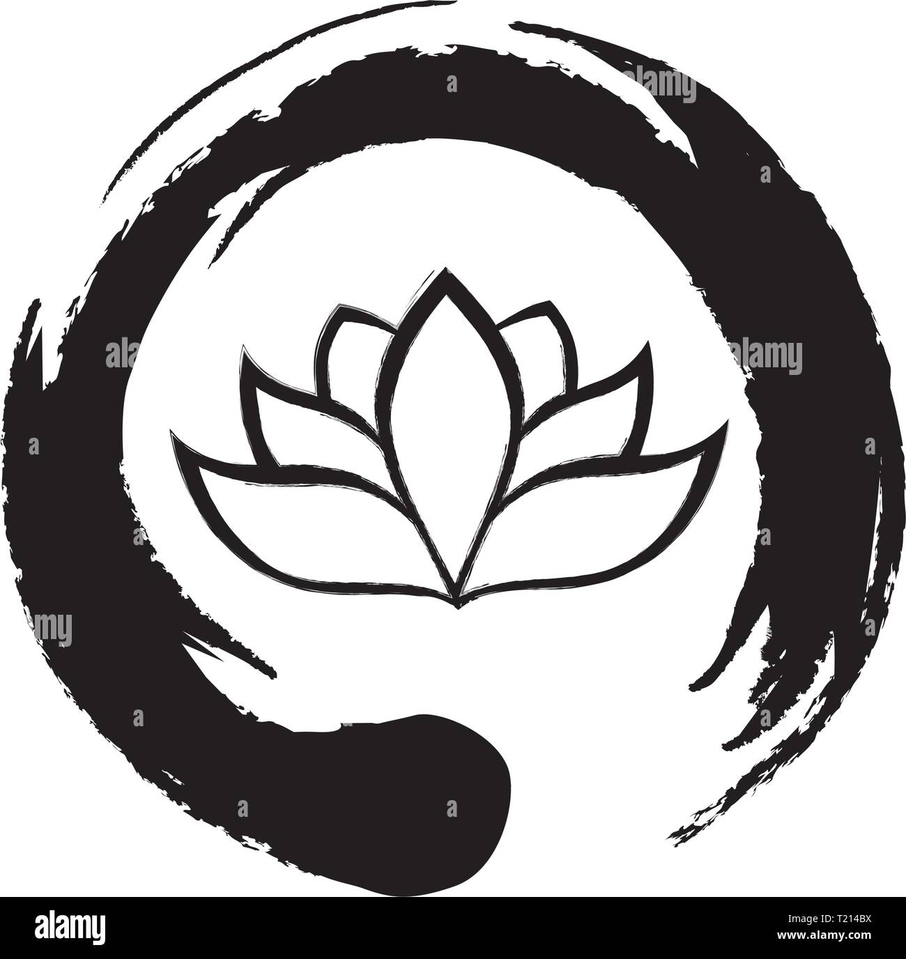 Fiore di loto e simbolo zen Illustrazione Vettoriale