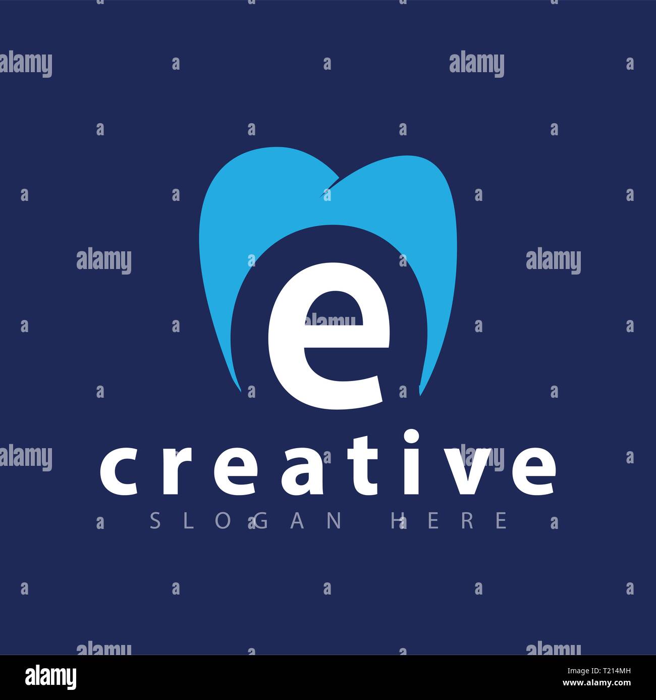 Lettera e dentale icona logo template vettoriale Illustrazione Vettoriale