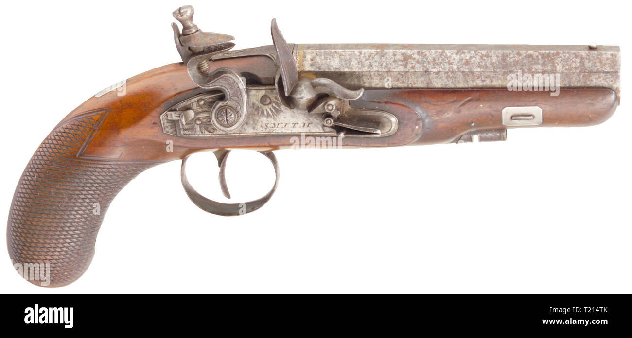 Piccole armi, pistole, flintlock pistola calibro 14 mm, Smith, London, 1800, Additional-Rights-Clearance-Info-Not-Available Foto Stock