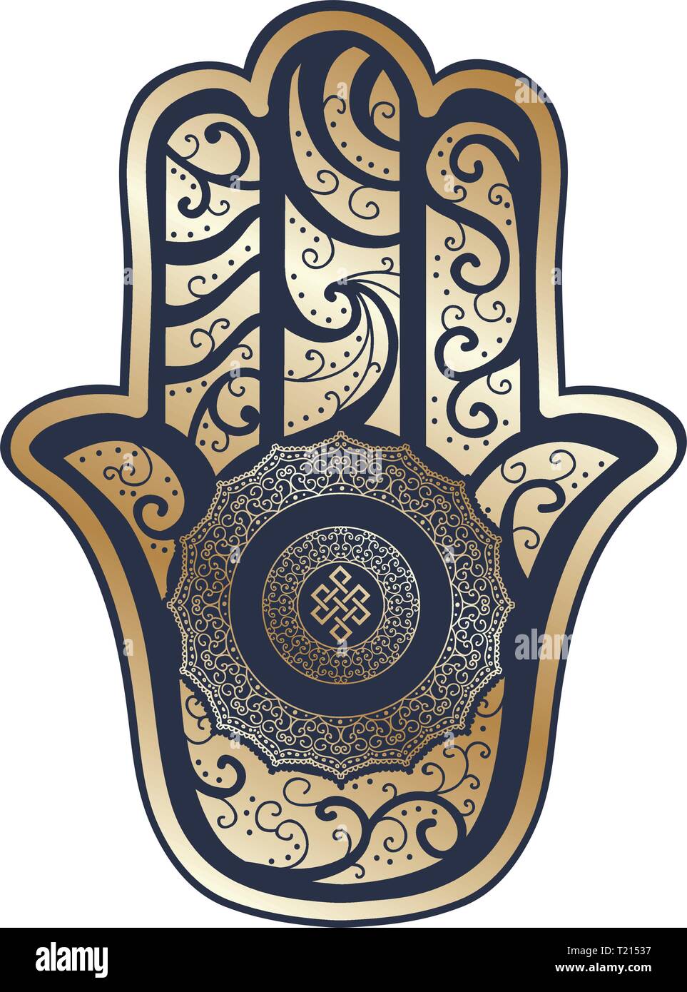 La HAMSA canto antico Medio Orientali amuleto simboleggiante la mano di Dio. Illustrazione Vettoriale