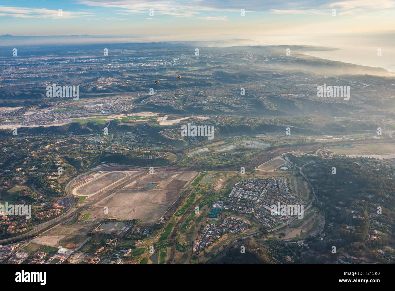 Stati Uniti d'America, in California, Del Mar, vista aerea durante il volo in mongolfiera Foto Stock