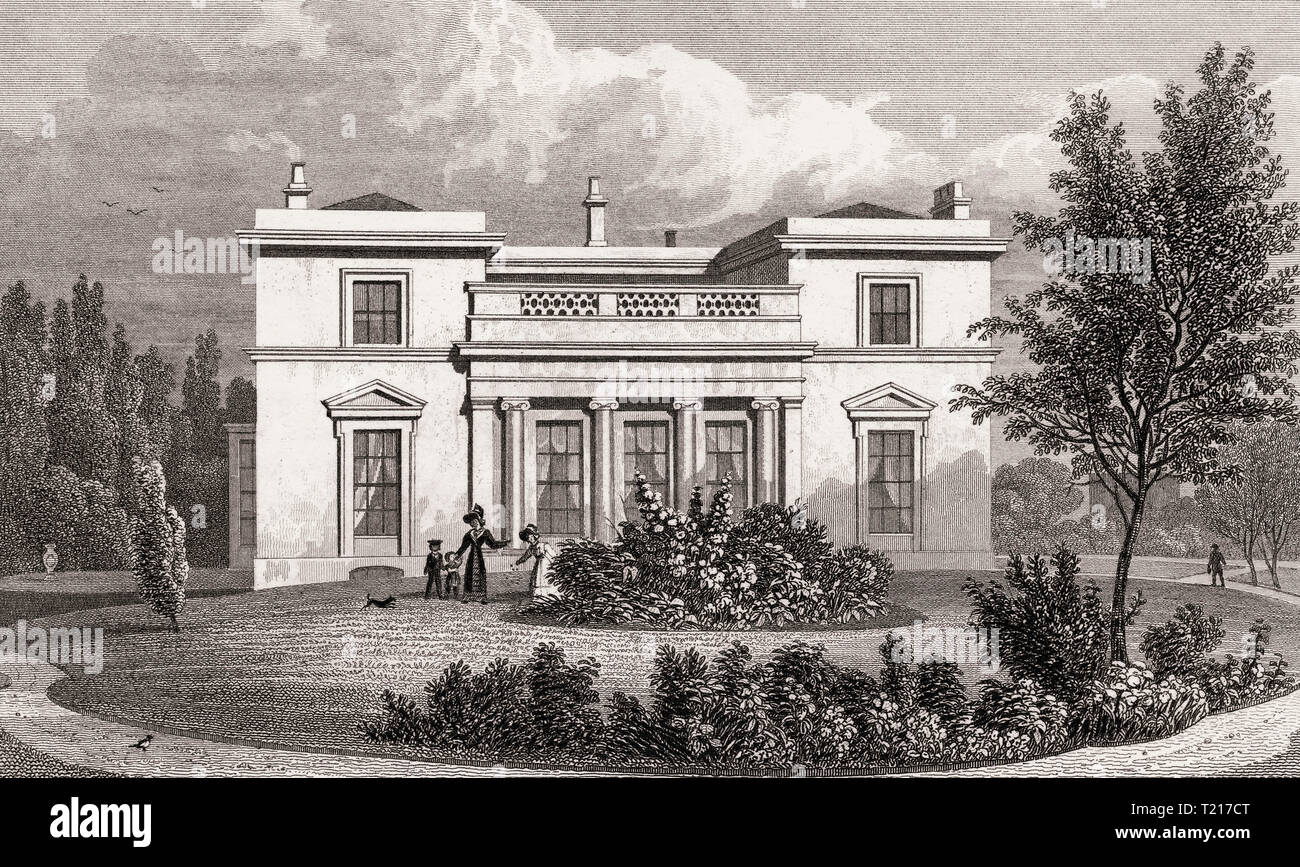 Hanover Lodge, Regent's Park, Londra, Regno Unito, illustrazione di Th. H. Pastore, 1826 Foto Stock