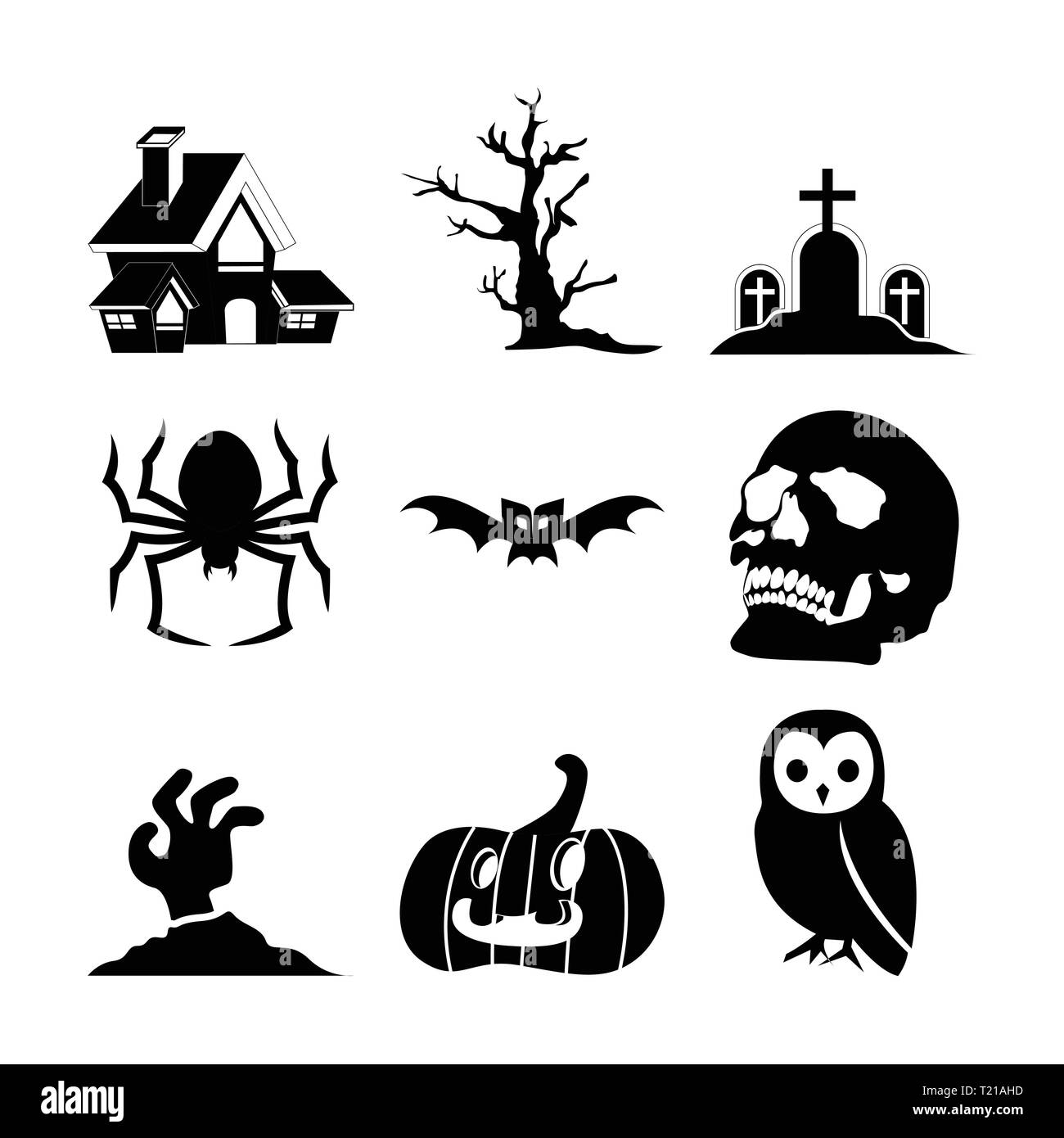 Set di Halloween icona illustrazione vettoriale Graphic Design Template Illustrazione Vettoriale