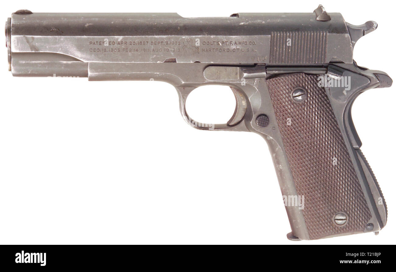 Piccole armi, pistole, modello Colt 1911, calibro .45, Editorial-Use-solo Foto Stock