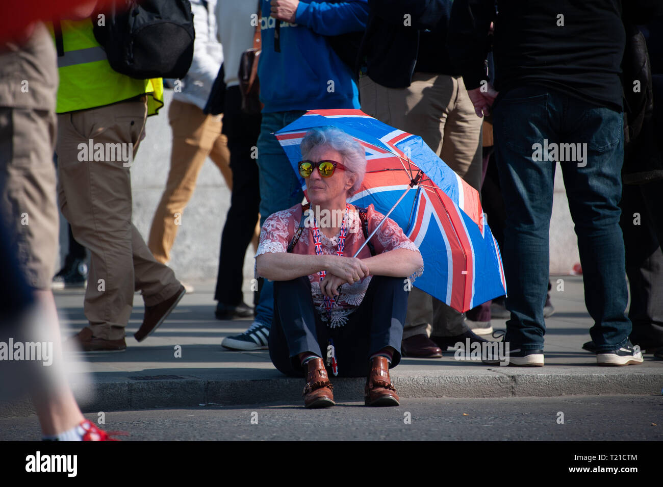 Londra, Regno Unito. 29 Mar, 2019. Sostenitore Pro-Leave frequentando un rally in piazza del Parlamento. Credito: Sandip Savasadia/Alamy Live News Foto Stock
