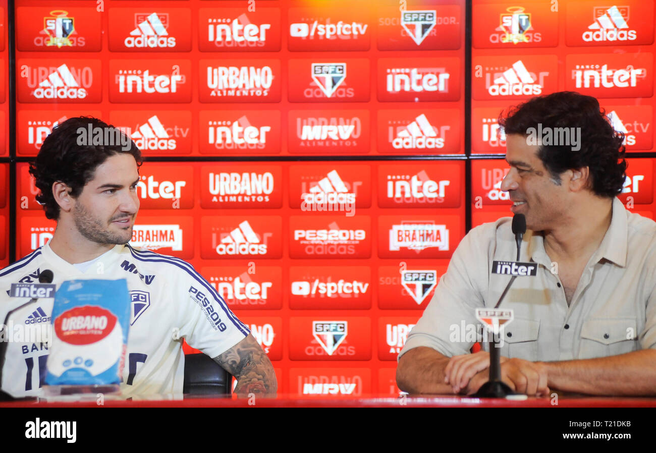 SP - Sao Paulo - 29/03/2019 - Presenta Alexandre Pato in Sao Paulo - Alexandre Pato ha presentato come nuovo giocatore di S o Paulo team in CT di Barra Funda in S o Paulo foto: Alan Morici / AGIF Foto Stock