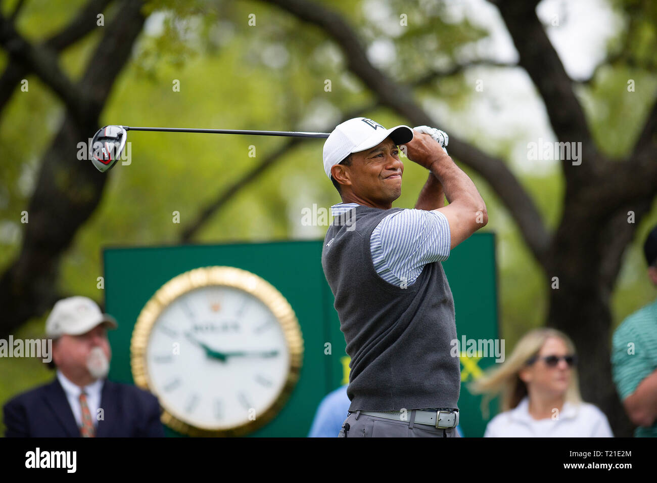 Austin, Texas, Stati Uniti d'America. 29 mar 2019. Marzo 29, 2019: Tiger Woods in azione presso il World Golf Championships Ã¢â'¬ " Tecnologie dell gioca match presso l'Austin Country Club. Austin, Texas. Mario Cantu/CSM Credito: Cal Sport Media/Alamy Live News Foto Stock